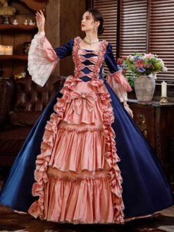 Prom Dress Pink Retro Costumes Dress For Women Euro-Style Marie Antoinette Costume Party Prom Dress -AYA Cosplay Shop 202108231905173628834