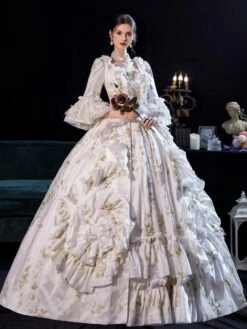Prom Dress White 18th Century Retro Costumes Dress For Women Euro Style Marie Antoinette Costume -AYA Cosplay Shop 20210823190519775339