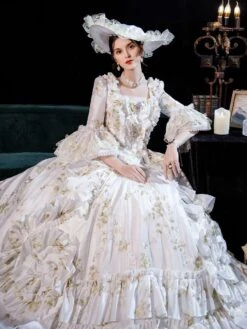 Prom Dress White 18th Century Retro Costumes Dress For Women Euro Style Marie Antoinette Costume -AYA Cosplay Shop 202108231905209605259