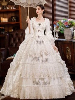 Prom Dress White Retro Costumes Dress For Women Marie Antoinette Costume Euro-Style Party Prom Dress -AYA Cosplay Shop 202108231905235395548