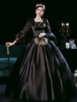 Prom Dress Black Retro Costumes Dress For Women Euro-Style Marie Antoinette Costume Masquerade Ball Gown -AYA Cosplay Shop 20210823190558212960