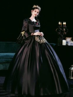 Prom Dress Black Retro Costumes Dress For Women Euro-Style Marie Antoinette Costume Masquerade Ball Gown -AYA Cosplay Shop 202108231905591312186