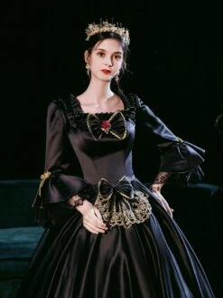 Prom Dress Black Retro Costumes Dress For Women Euro-Style Marie Antoinette Costume Masquerade Ball Gown -AYA Cosplay Shop 202108231905597088516