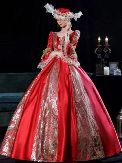 Prom Dress Red Retro Marie Antoinette Costume Masquerade Ball Gown -AYA Cosplay Shop 202108231906074232605