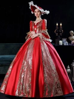 Prom Dress Red Retro Marie Antoinette Costume Masquerade Ball Gown -AYA Cosplay Shop 202108231906077675995