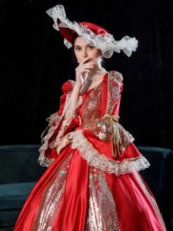 Prom Dress Red Retro Marie Antoinette Costume Masquerade Ball Gown -AYA Cosplay Shop 202108231906081285687