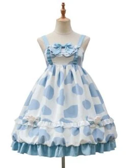 Sweet Lolita JKS Dress Polyester Sleeveless Cow Pattern Sweet Dress Lolita Jumper Skirt -AYA Cosplay Shop 202109031740240963060