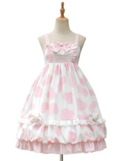 Sweet Lolita JKS Dress Polyester Sleeveless Cow Pattern Sweet Dress Lolita Jumper Skirt -AYA Cosplay Shop 202109031740244611547