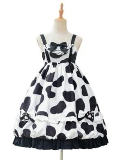 Sweet Lolita JKS Dress Polyester Sleeveless Cow Pattern Sweet Dress Lolita Jumper Skirt -AYA Cosplay Shop 20210903174024788755