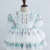Kids Sweet Lolita Dress Light Sky Blue Ruffles Lace Bows Short Sleeve Polyester Sweet Lolita One Piece Dresses -AYA Cosplay Shop 20210906160255853715