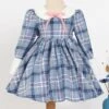 Kids Sweet Lolita Dress Blue Ruffles Lace Bows Short Sleeve Polyester Sweet Lolita One Piece Dresses -AYA Cosplay Shop 202109061602586259939