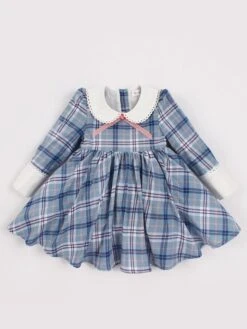 Kids Sweet Lolita Dress Blue Ruffles Lace Bows Short Sleeve Polyester Sweet Lolita One Piece Dresses -AYA Cosplay Shop 202109061602589364508