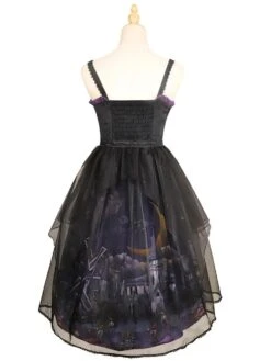 Gothic Lolita JSK Dress 3-Piece Set Polyester Cummerbund Cover-Up Jumper Black Lolita Jumper Skirt -AYA Cosplay Shop 202110270910276914700