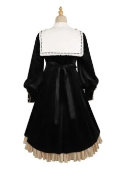 Lolita Dress 2-Piece Set Polyester Accessory Long Sleeves Ruffles Black Lolita Jumper Skirt -AYA Cosplay Shop 202110270910500119856