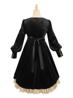 Lolita Dress 2-Piece Set Polyester Accessory Long Sleeves Ruffles Black Lolita Jumper Skirt -AYA Cosplay Shop 202110270910505925193