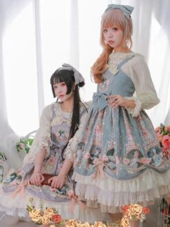 Sweet Lolita Dress Mint Green Polyester Sleeveless Bows Bowknot Tea Party Lolita Jumper Skirt -AYA Cosplay Shop 202110271950028995308