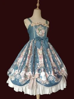 Sweet Lolita Dress Mint Green Polyester Sleeveless Bows Bowknot Tea Party Lolita Jumper Skirt -AYA Cosplay Shop 202110271950040966417