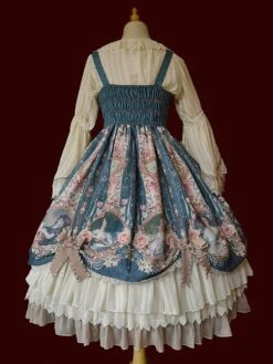 Sweet Lolita Dress Mint Green Polyester Sleeveless Bows Bowknot Tea Party Lolita Jumper Skirt -AYA Cosplay Shop 20211027195004693438