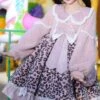 Sweet Lolita Dress Polyester Long Sleeves Bows Ruffles Polyester Pink Lolita Dress -AYA Cosplay Shop 202111051344042699656