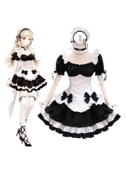 Sweet Lolita OP Dress Polyester Short Sleeves Ruffles Bows Sweet Lolita One Piece Dress -AYA Cosplay Shop 202111181617549178676