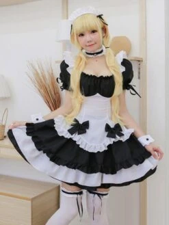 Sweet Lolita OP Dress Polyester Short Sleeves Ruffles Bows Sweet Lolita One Piece Dress