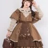 Classical Lolita JSK Dress 6-Piece Set Light Brown Steampunk Lolita Jumper Skirt Outfit -AYA Cosplay Shop 202111191549225594793