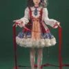 JSK Sweet Lolita JSK Dress Tie 2-Piece Set Christmas Burgundy Polyester Sleeveless Lolita Jumper Skirt Outfit