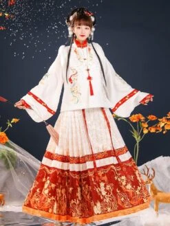 Chinese Style Lolita OP Dress 3-Piece Set Long Sleeve Red Lolita Dress Outfit -AYA Cosplay Shop 202112061014296079543