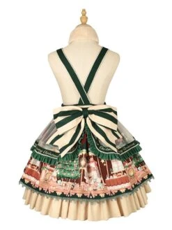 Sweet Lolita JSK Dress 4-Piece Set Polyester Sleeveless Christmas Lolita Jumper Skirt Outfit -AYA Cosplay Shop 202112061541347118966