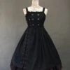 Gothic Lolita JSK Dress Black Burgundy Sleeveless Ruffles Lace Up Polyester Jumper Skirt -AYA Cosplay Shop 202112061803472095380
