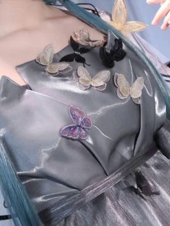 Sweet Lolita Dress 4-Piece Set Polyester Short Sleeves Ruffles Bows Gray Lolita Outfit -AYA Cosplay Shop 202201121112502496443