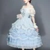 Sweet Lolita OP Dress Polyester Short Sleeves Light Blue Sweet Lolita One Piece Dress -AYA Cosplay Shop 202201191314441736440