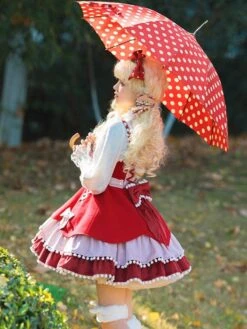 Sweet Lolita Dress Velour Bows Sleeveless Lolita Jumper Skirt -AYA Cosplay Shop 202201281326091538502
