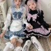 Sweet Lolita Dress Velour Bows Sleeveless Lolita Jumper Skirt -AYA Cosplay Shop 202201281326097309445