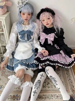 Sweet Lolita Dress Velour Bows Sleeveless Lolita Jumper Skirt