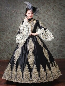 Rococo Victorian Dress Prom Dress Lace Long Sleeve Blue Classical Lolita Dress -AYA Cosplay Shop 202202101503259734557