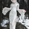 Gothic Lolita OP Dress Chinese Style Cheongsam Lace Floral Print Long Sleeve White Qi Lolita One Piece Dress -AYA Cosplay Shop 202202141545066756573