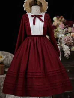 Classical Lolita Dress Polyester Bows Long Sleeves Lolita One Piece Dress -AYA Cosplay Shop 202202171037123372032