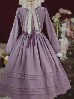 Classical Lolita Dress Polyester Bows Long Sleeves Lolita One Piece Dress -AYA Cosplay Shop 202202171037129998156