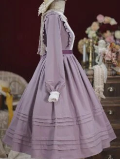 Classical Lolita Dress Polyester Bows Long Sleeves Lolita One Piece Dress -AYA Cosplay Shop 202202171037144144559