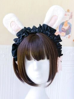 Sweet Lolita Dress Apron Bows Polka Dot Polyester Short Sleeves Black Lolita One Piece Dress -AYA Cosplay Shop 202202171037201978450