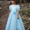 Kids Dress Jewel Neck Tulle Lace Ankle-Length Short Sleeves Princess Silhouette Kids Party Flower Girl Dress