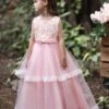 Kids Dress Jewel Neck Embroidered Short Sleeves Formal Kids Pageant Flower Girl Dress -AYA Cosplay Shop 202202221600401525788