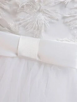 Kids Dress Jewel Neck Embroidered Short Sleeves Formal Kids Pageant Flower Girl Dress -AYA Cosplay Shop 202202221600420646663