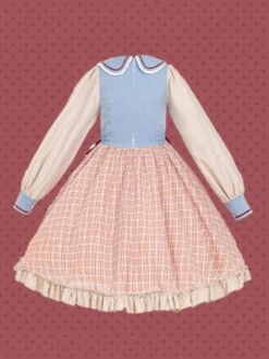 Sweet Lolita Dress Plaid Long Sleeves Country Lolita One Piece Dress -AYA Cosplay Shop 202203101635313585697