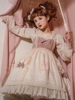 JSK Sweet Lolita Dress Cute Good Night Bear Ruffles Sleeveless Girly Lolita Jumper Skirt