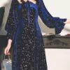 Classic Lolita Dress Stars Print Long Sleeve Deep Blue Lolita One Piece Dress -AYA Cosplay Shop 202203171625528731997