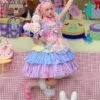 Sweet Lolita Dress Cute Rainbow Bubble Bow Plaid Three-Stage Sleeveless Lolita JSK Dress -AYA Cosplay Shop 202203231320058984169