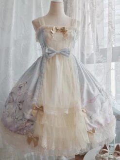 Sweet Lolita Dress Unicorn Pattern Bow Lace Lolita JSK Dress Hime Lolita Dresses -AYA Cosplay Shop 202203231320470487279