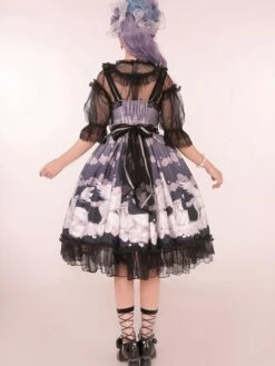 Sweet Lolita Dress Unicorn Pattern Bow Lace Lolita JSK Dress Hime Lolita Dresses -AYA Cosplay Shop 202203231320473469184